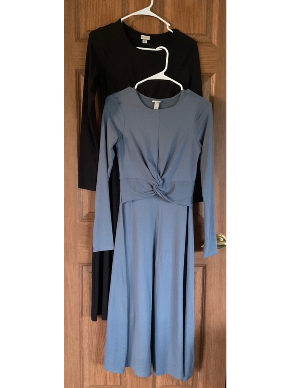 Dress Bundle Size XS Black And Blue Gray Long Sleeve Knotted Front Midi Dresses